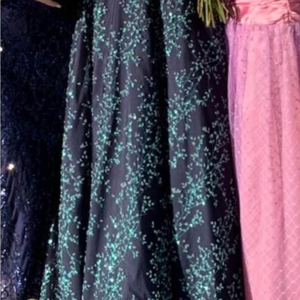 Terani Couture Blue and Green Prom Gown